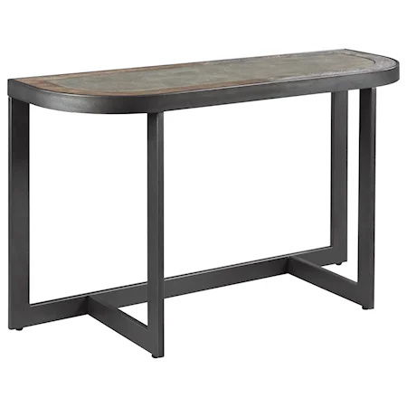 Industrial Sofa Table with Concrete Inset